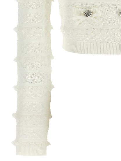 Self-Portrait White Viscose Cardigan