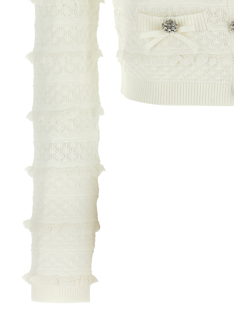 Self-Portrait White Viscose Cardigan