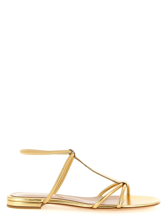 Sandales plates en cuir d'agneau doré Gianvito Rossi