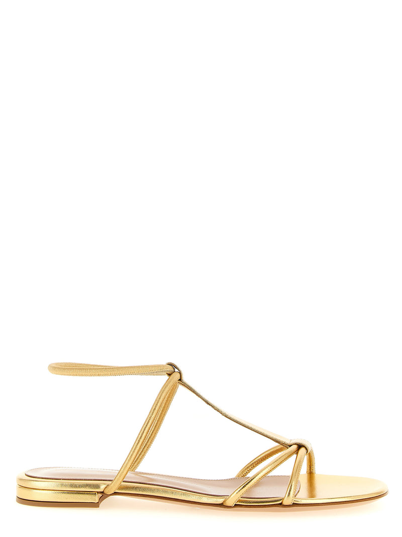 Sandales plates en cuir d'agneau doré Gianvito Rossi