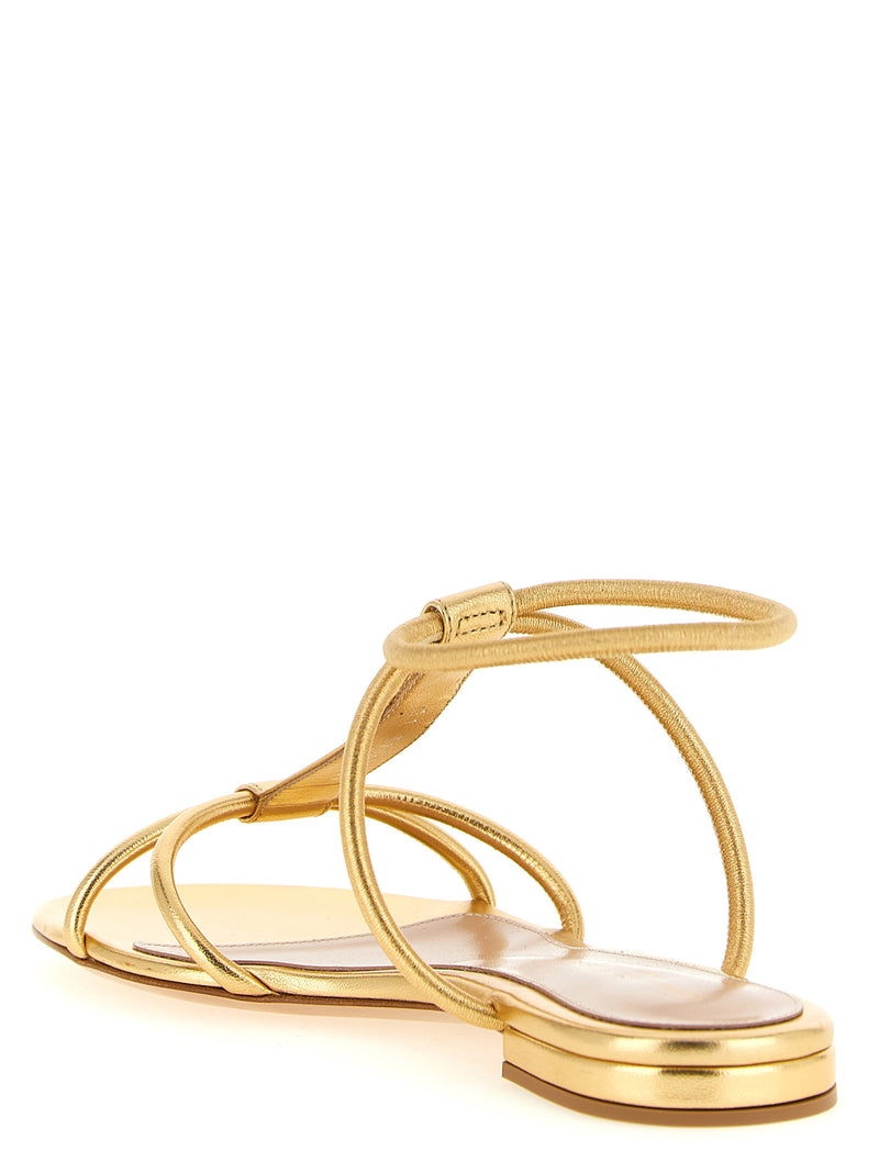 Sandales plates en cuir d'agneau doré Gianvito Rossi
