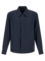 Brioni Blue Linen Full-Length Jacket