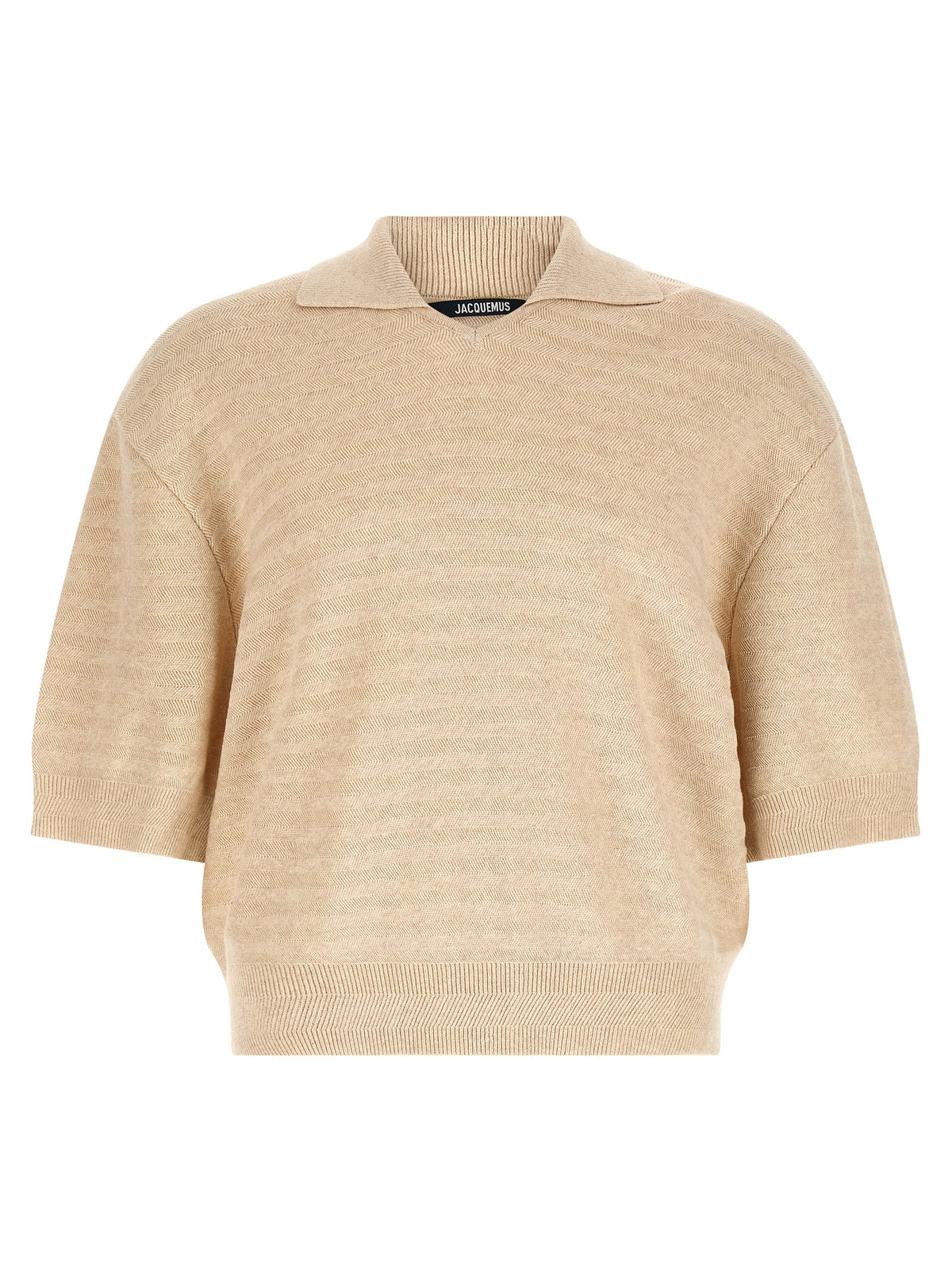 Jacquemus Le Polo Maille Chevron Beige en Coton