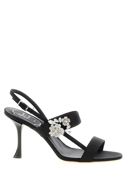 Sandales à talons aiguilles en viscose noire Roger Vivier
