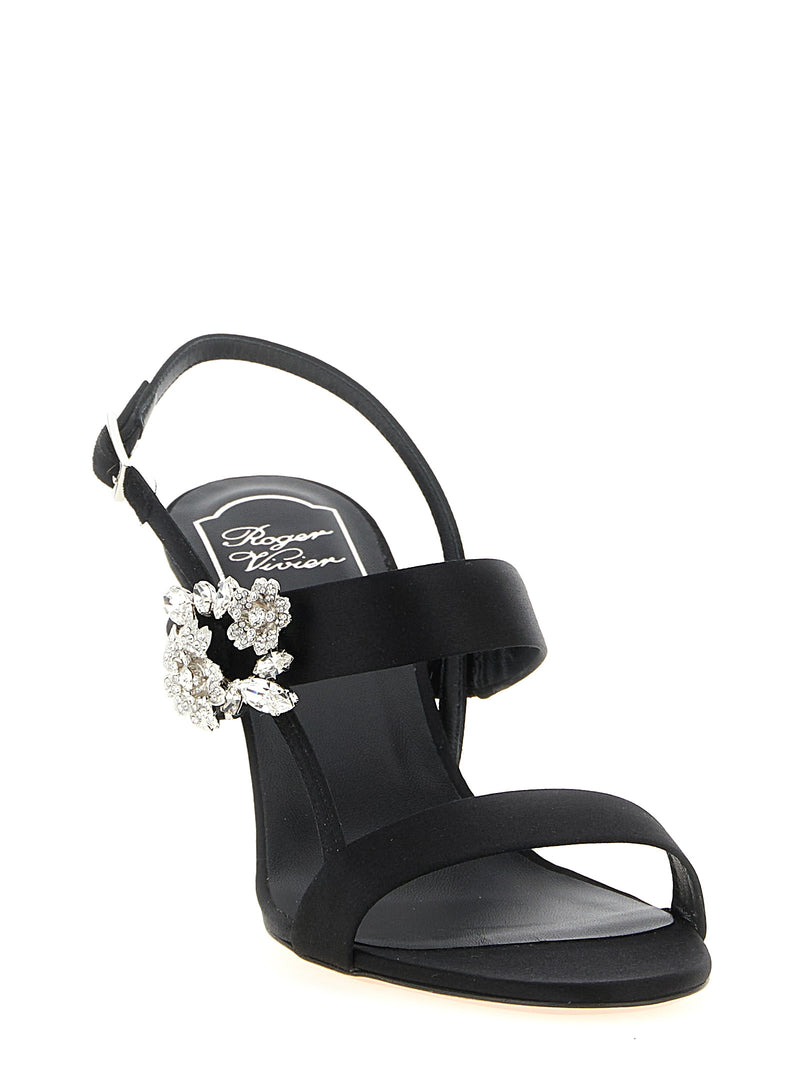 Sandales à talons aiguilles en viscose noire Roger Vivier