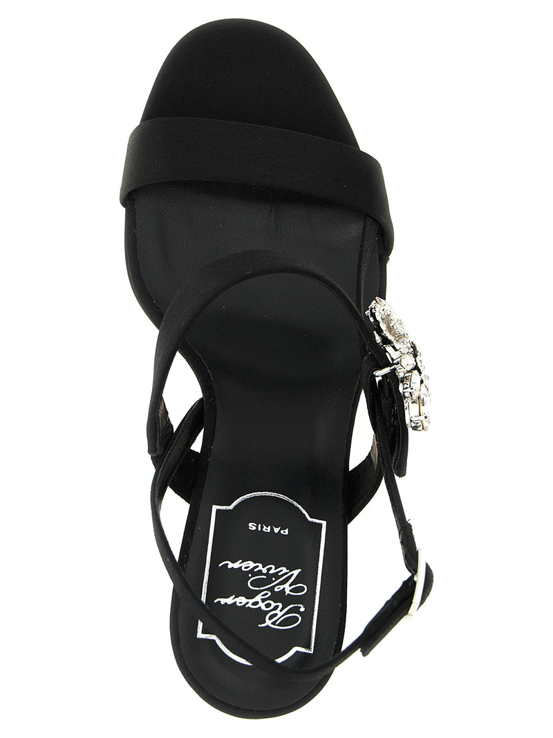 Sandales à talons aiguilles en viscose noire Roger Vivier