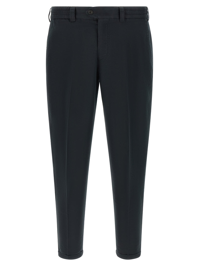PT Torino Black Linen Casual Pants - The Rebel Model