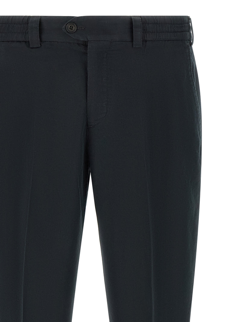 PT Torino Black Linen Casual Pants - The Rebel Model