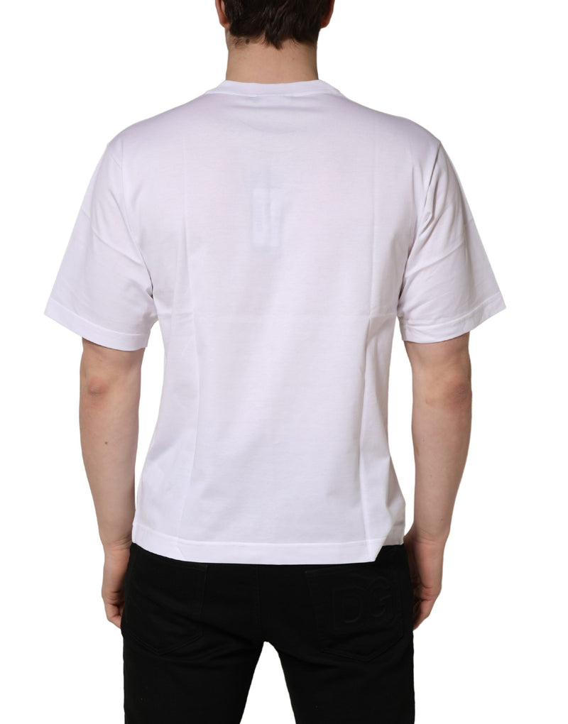 Dolce & Gabbana White Metal DG Logo Cotton Short Sleeves T-shirt
