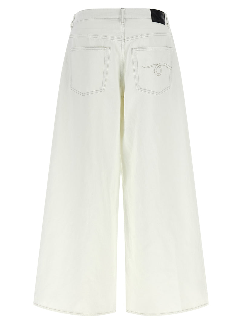 R13 White Cotton Jeans Denim