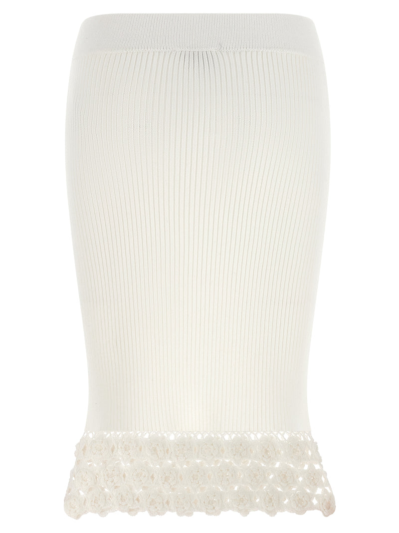 Ganni White Organic Cotton Midi Skirt