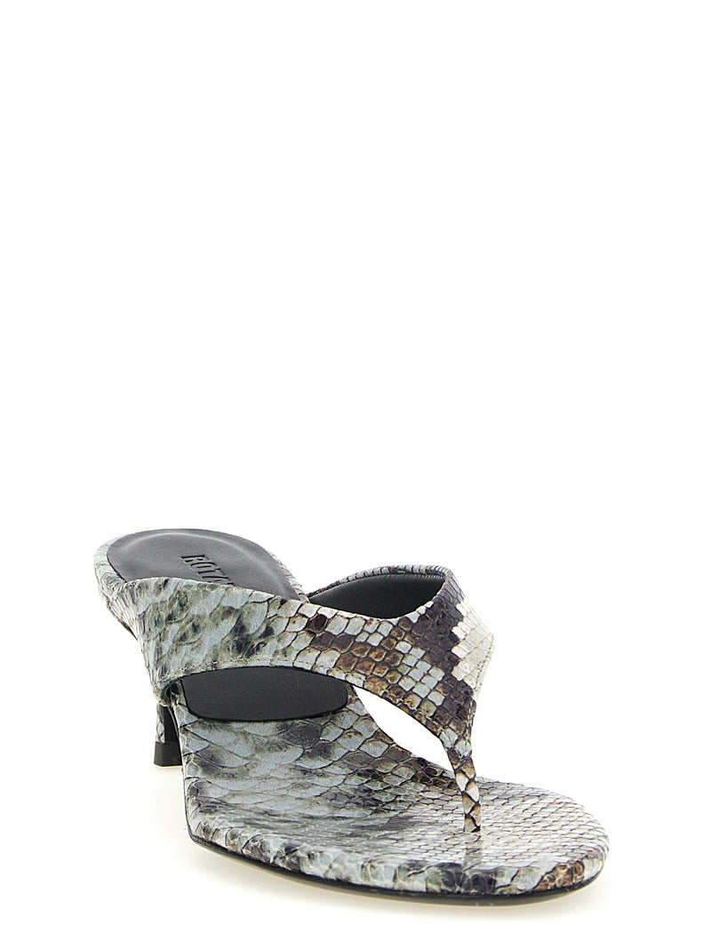 ROTATE BIRGER CHRISTENSEN Gray Calfskin Flip-Flop Sandals