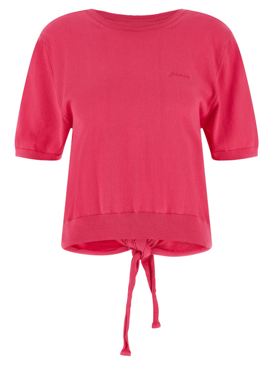 Cardigan en Coton Biologique Fuchsia Ganni