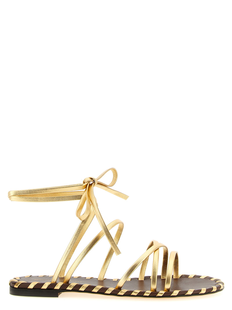 Gianvito Rossi Gold Lamb Leather Flat Sandals
