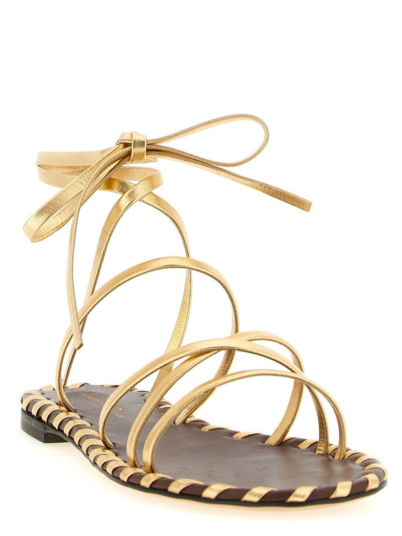 Gianvito Rossi Gold Lamb Leather Flat Sandals