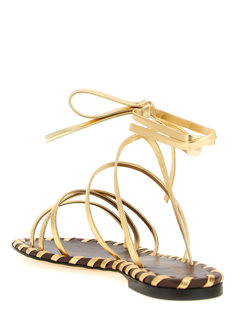 Gianvito Rossi Gold Lamb Leather Flat Sandals