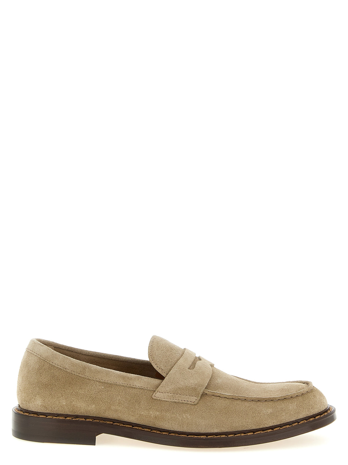 Mocassins à enfiler en cuir de veau beige Doucal's