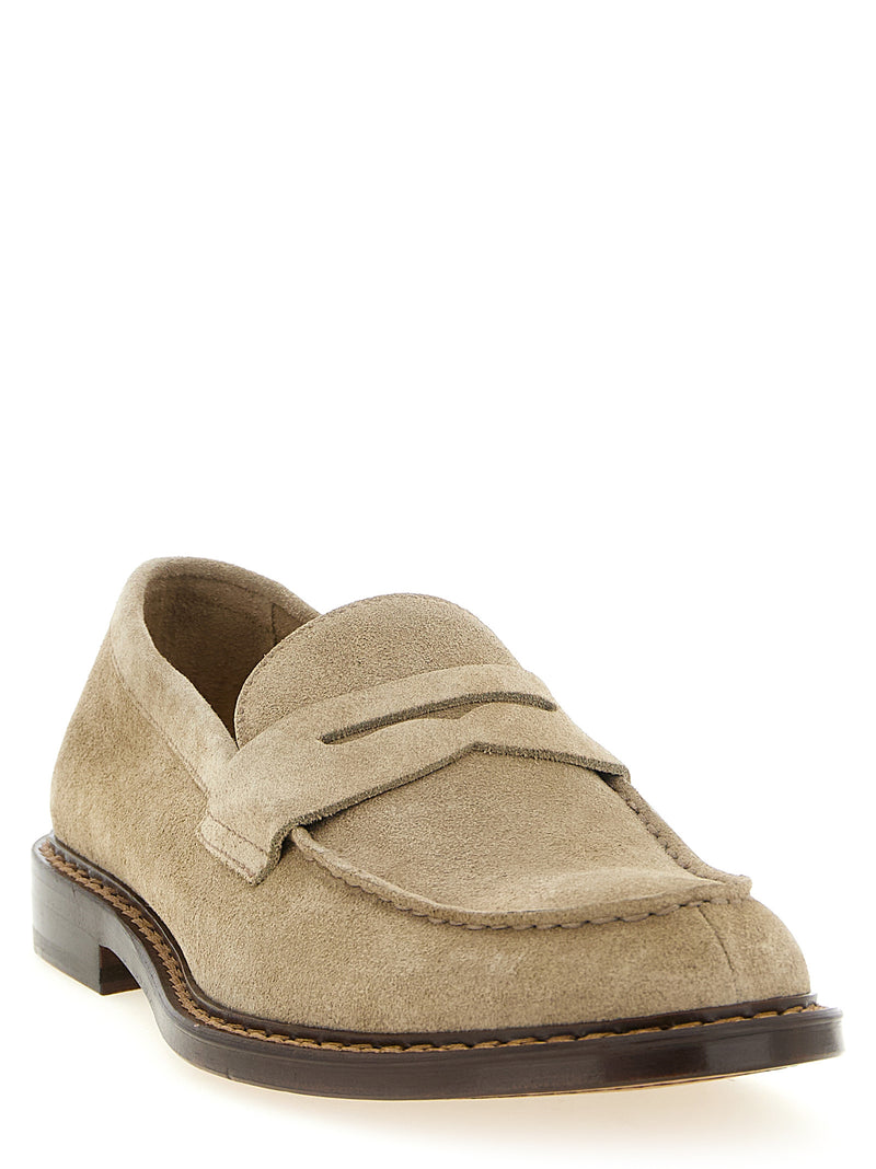 Mocassins à enfiler en cuir de veau beige Doucal's