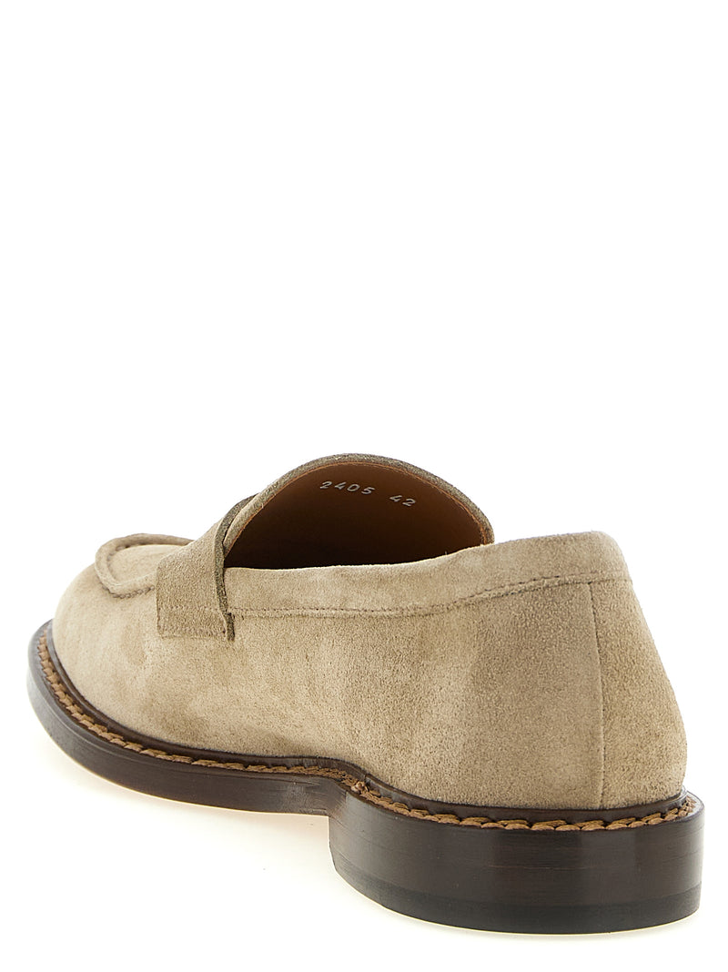 Mocassins à enfiler en cuir de veau beige Doucal's