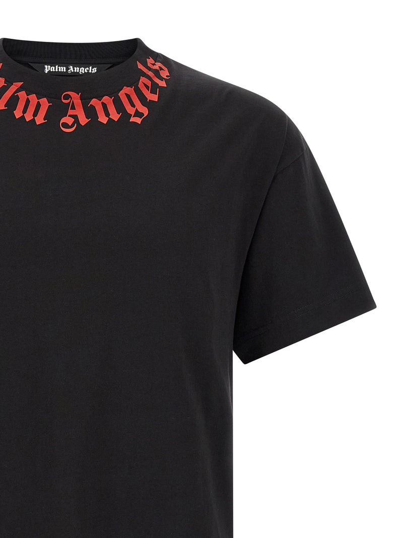 Palm Angels Black Cotton T-Shirt - Neck Logo