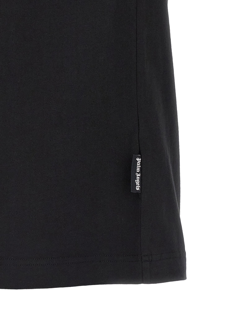 Palm Angels Black Cotton T-Shirt with Bear Print