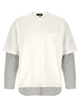 Comme Des Garçons White Cotton T-Shirt with Contrasting Inserts