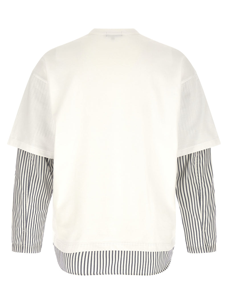 Comme Des Garçons White Cotton T-Shirt with Contrasting Inserts