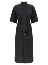 Lemaire Black Cotton Midi Dress