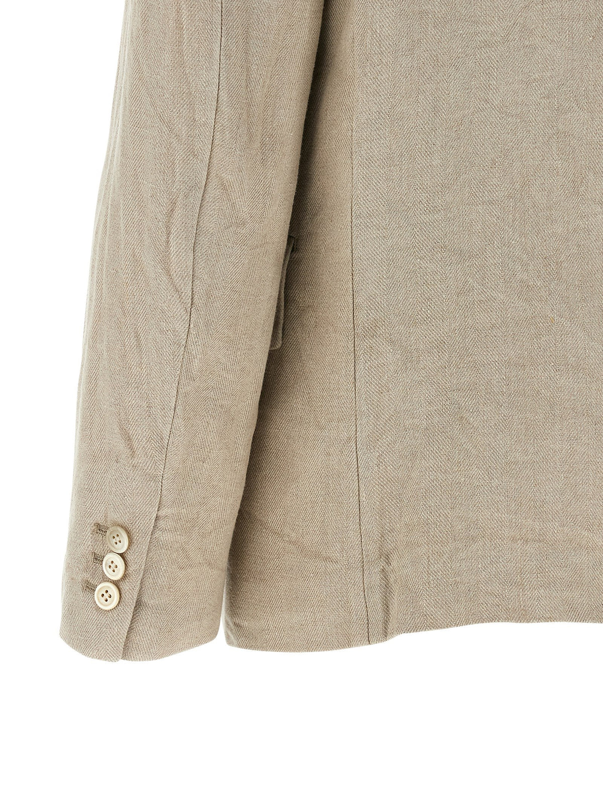 Comme Des Garçons Beige Linen Blazer with Crochet Detail