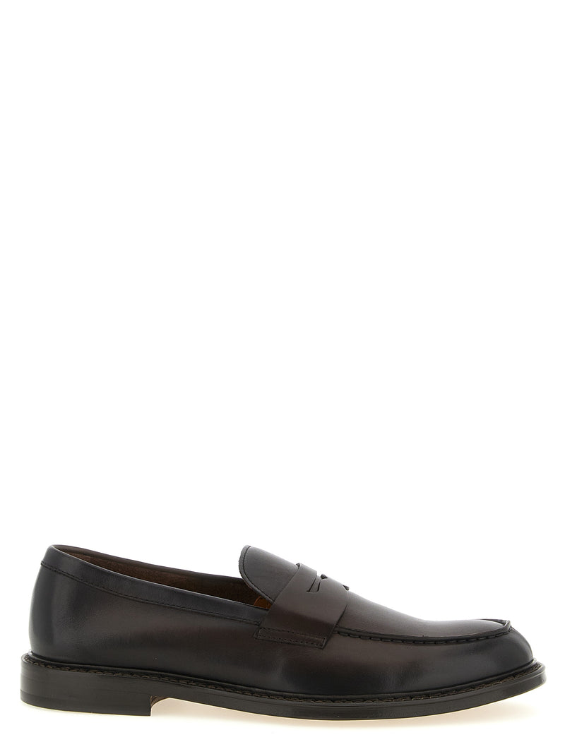 Doucal's Brown Calfskin Slip-On Loafers for Men