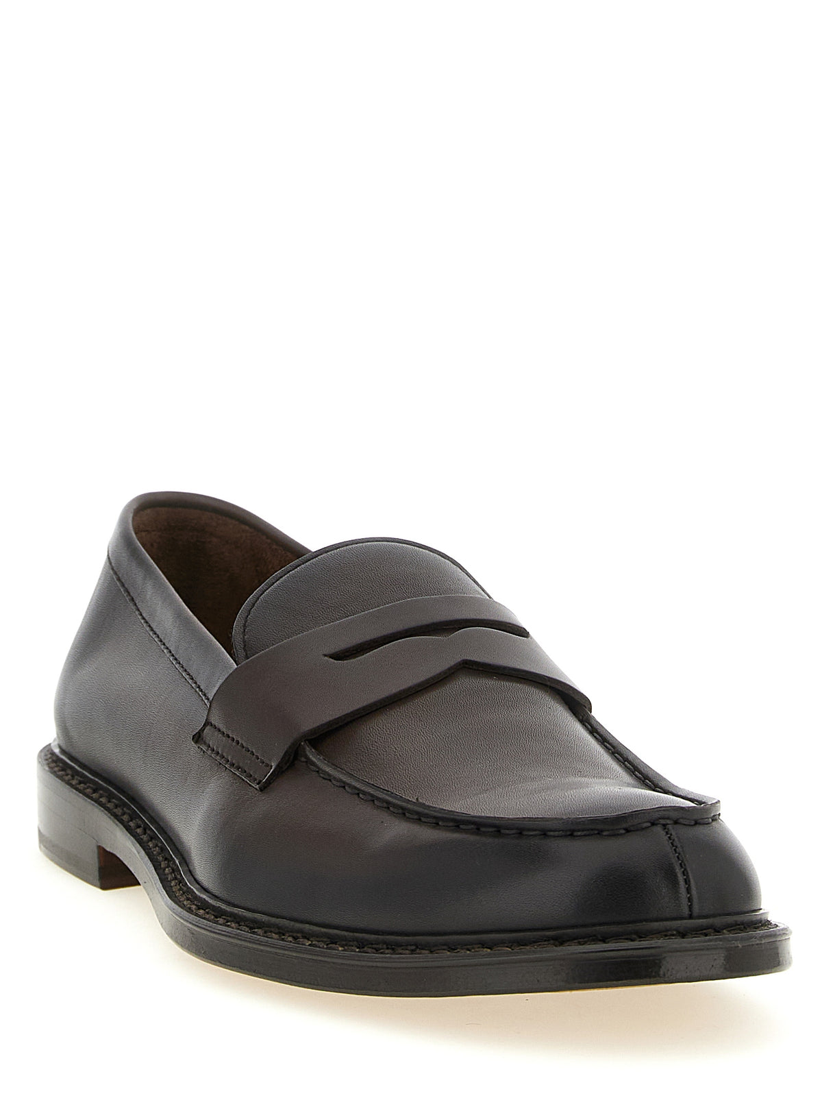 Doucal's Brown Calfskin Slip-On Loafers for Men