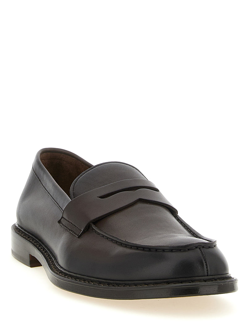 Doucal's Brown Calfskin Slip-On Loafers for Men