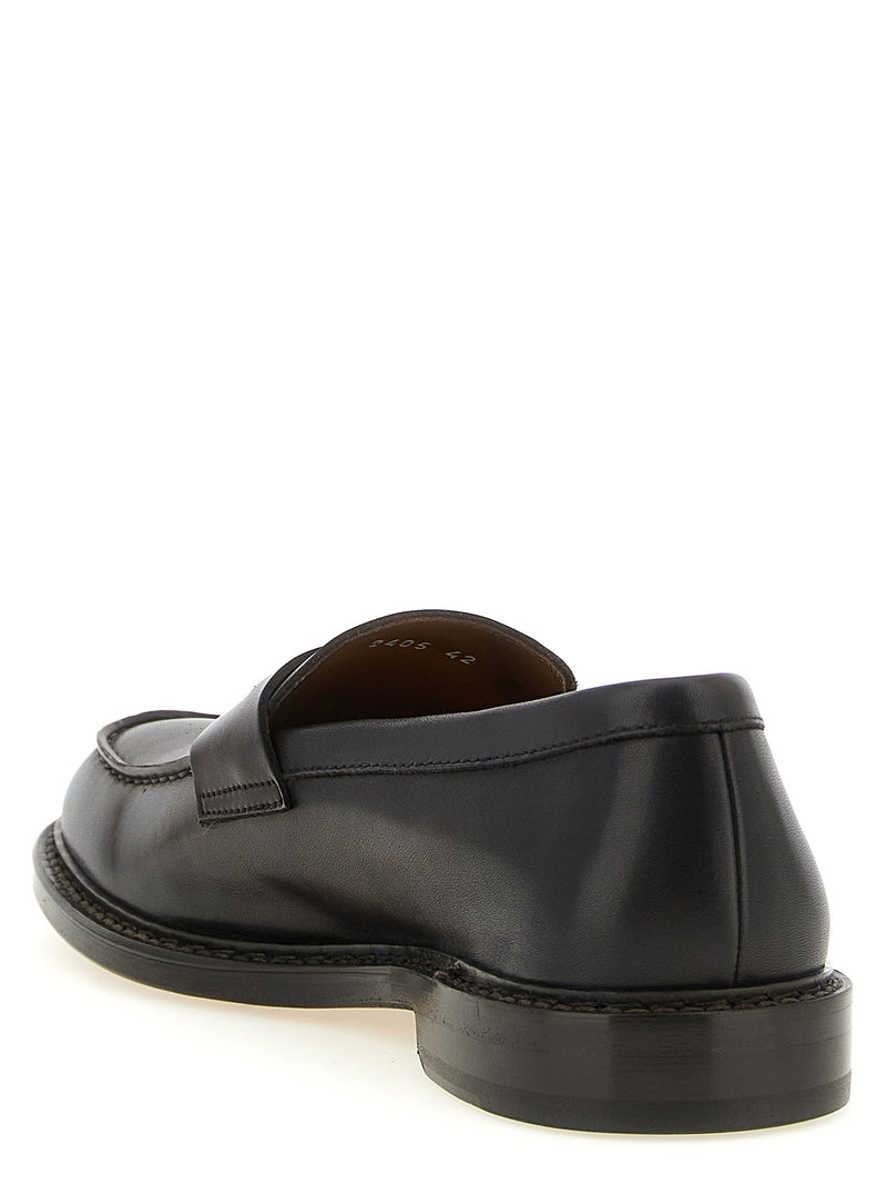 Doucal's Brown Calfskin Slip-On Loafers for Men