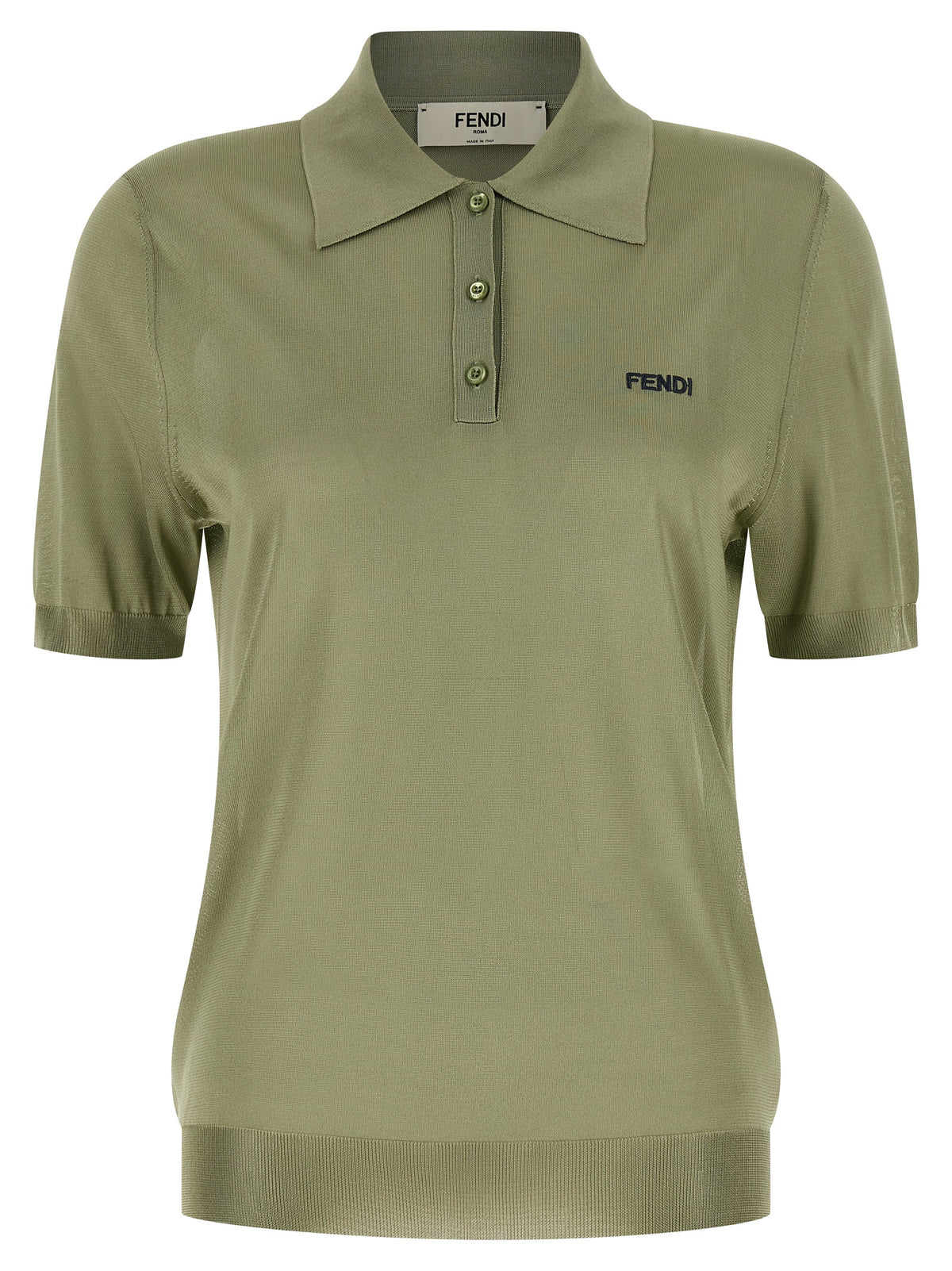 Fendi Bicolor Viscose Polo Shirt - Green
