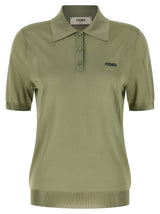 Fendi Bicolor Viscose Polo Shirt - Green
