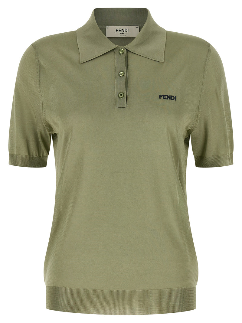 Fendi Bicolor Viscose Polo Shirt - Green