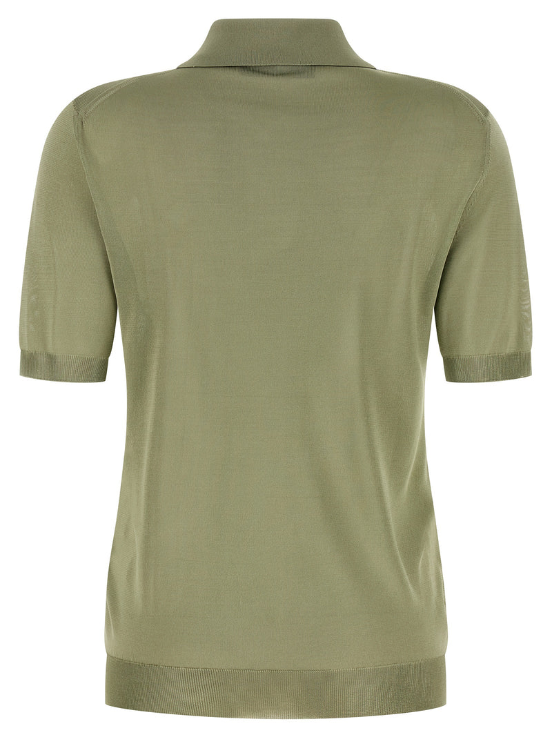 Fendi Bicolor Viscose Polo Shirt - Green