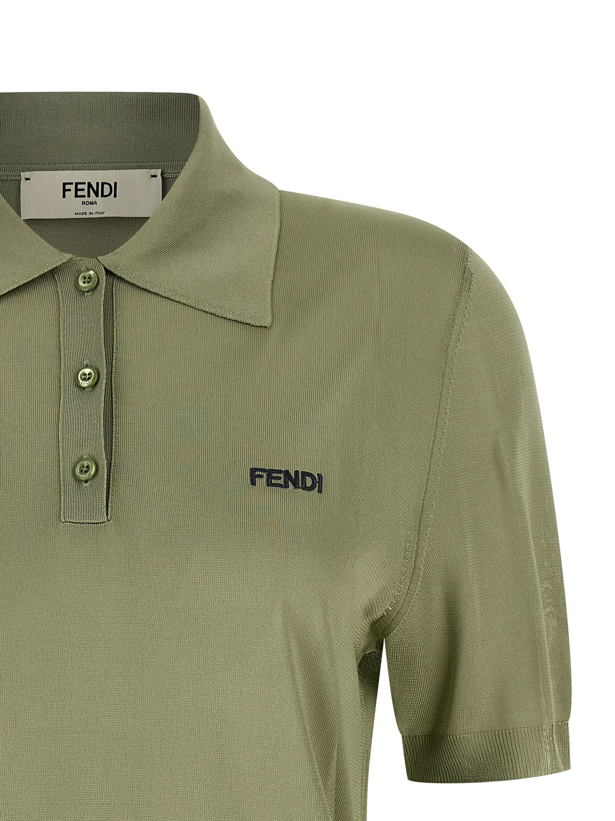 Fendi Bicolor Viscose Polo Shirt - Green
