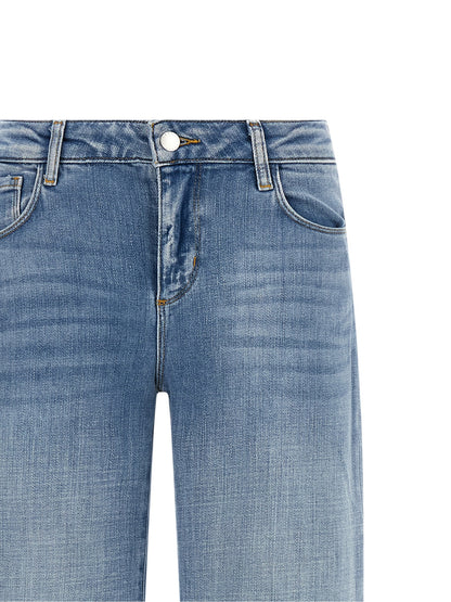 L'Agence Blue Cotton Straight-Leg Jeans