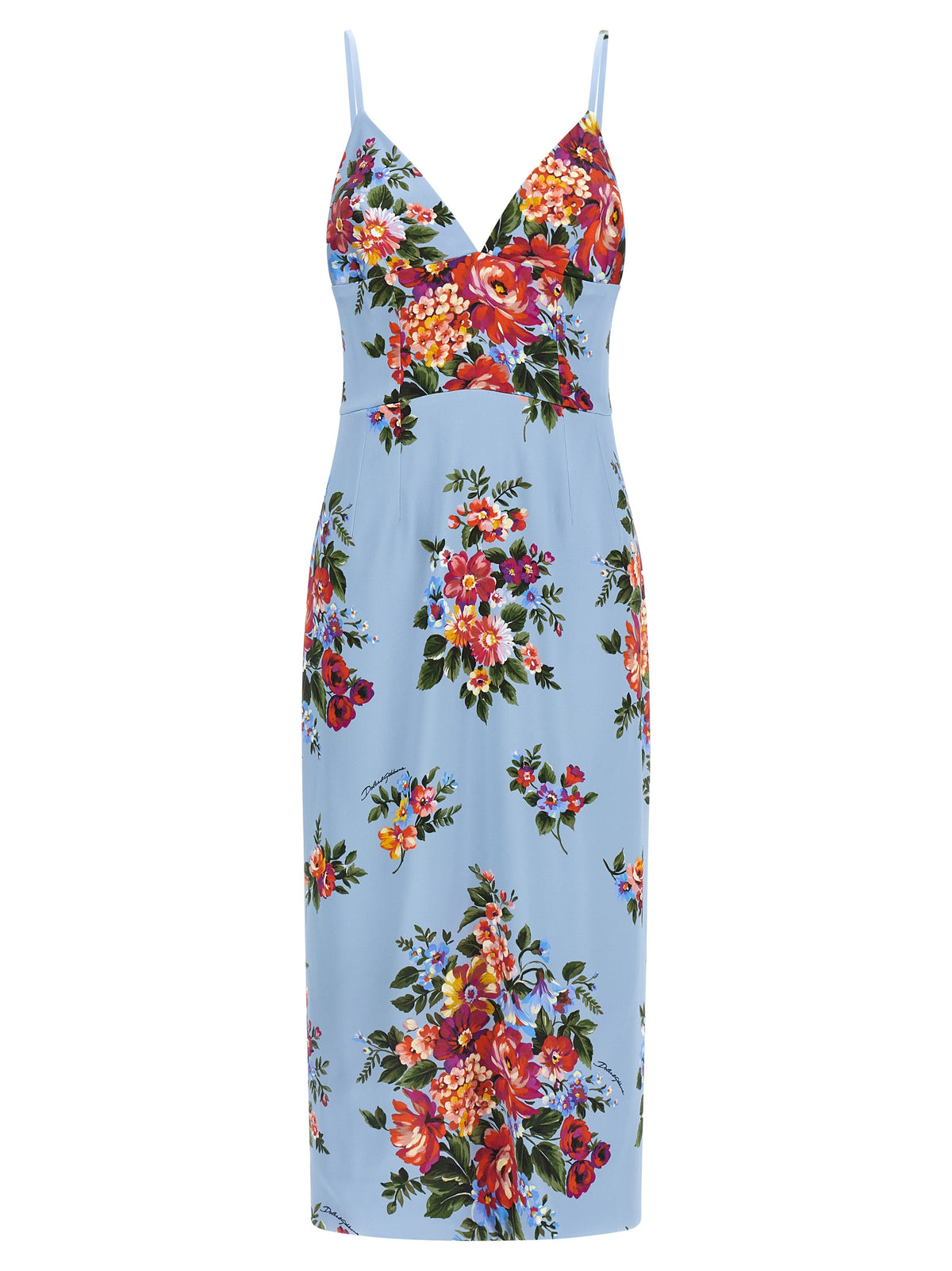 Dolce & Gabbana Blue Viscose Midi Dress - Mazzo di Fiori