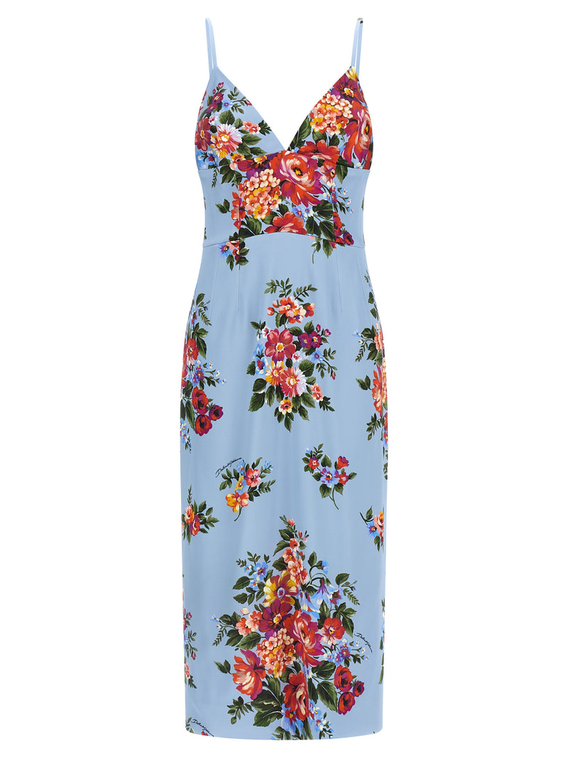 Dolce & Gabbana Blue Viscose Midi Dress - Mazzo di Fiori