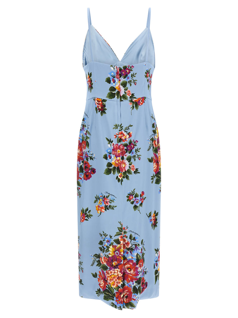 Dolce & Gabbana Blue Viscose Midi Dress - Mazzo di Fiori