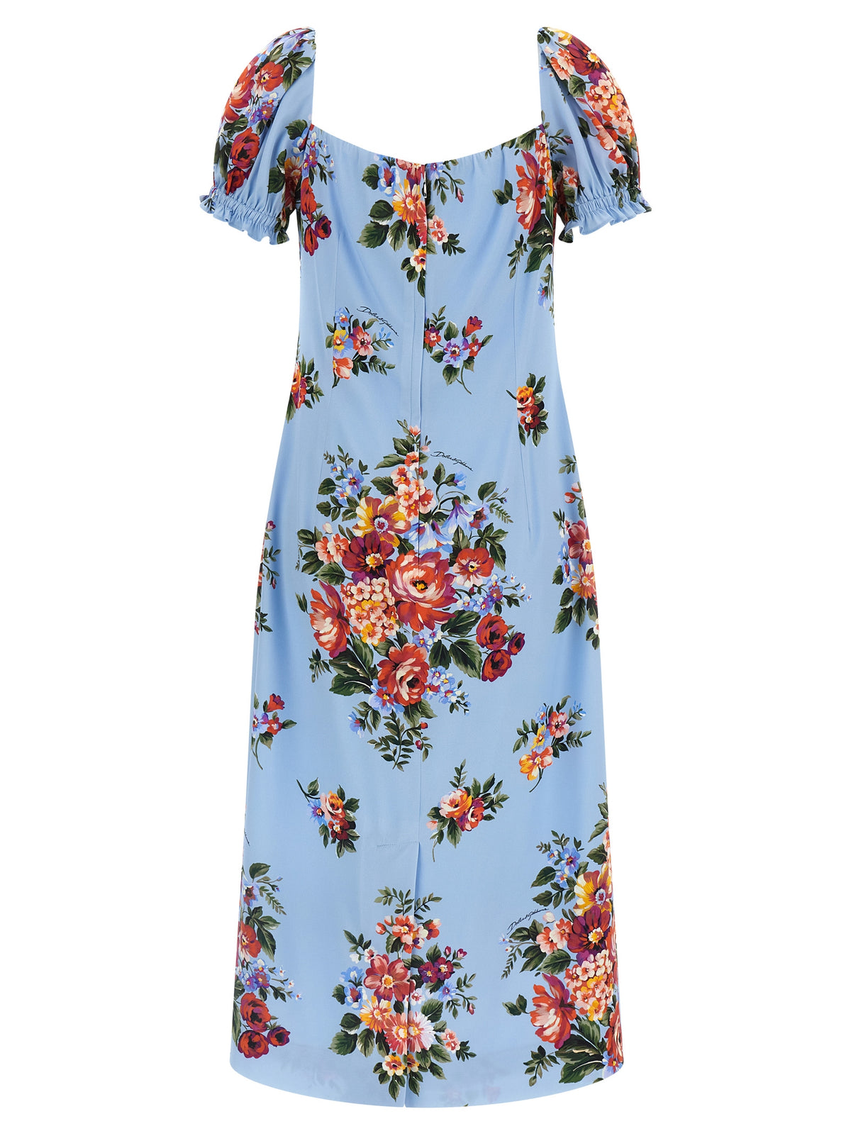 Dolce & Gabbana Blue Silk Midi Dress