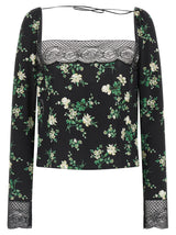 Dolce & Gabbana Black Sisal Tank Top - Elegant Floral Design