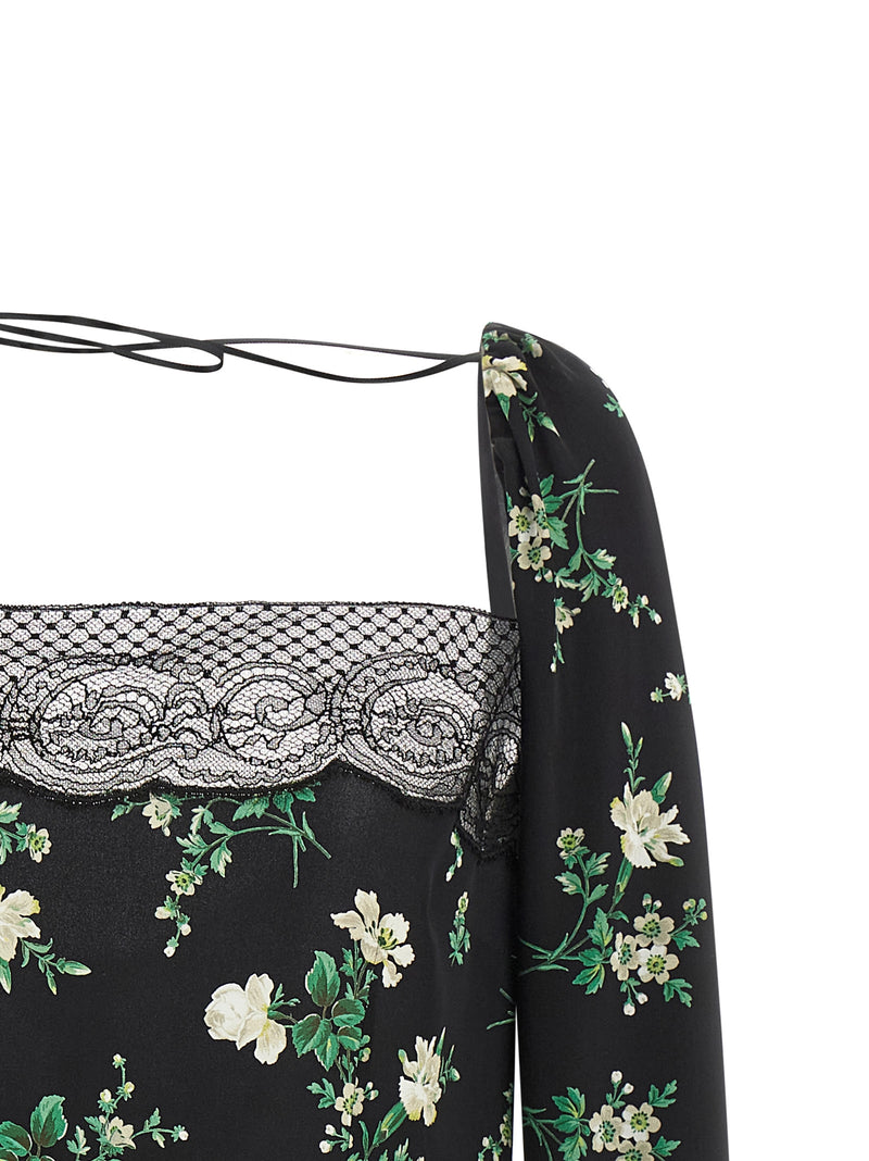 Dolce & Gabbana Black Sisal Tank Top - Elegant Floral Design