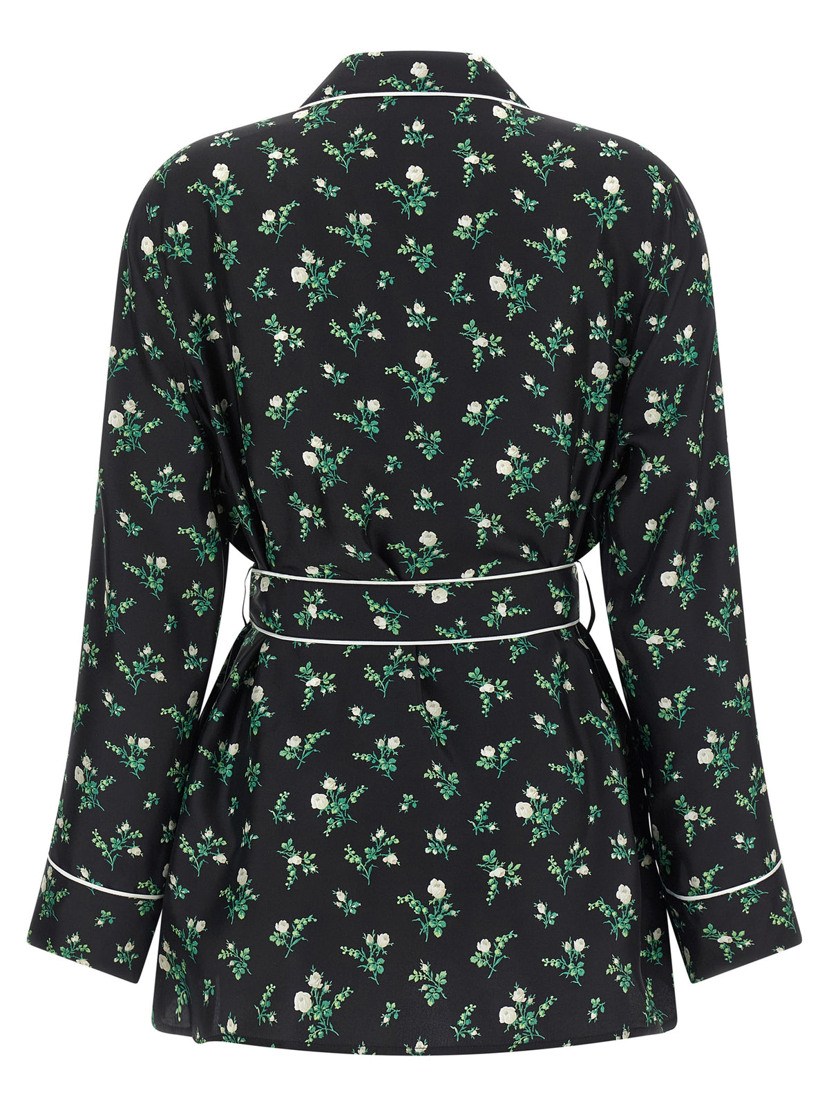 Dolce & Gabbana Black Silk Blouse - Roselline and Mughetti Print