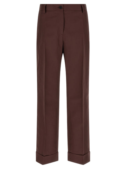 Alberto Biani Brown Viscose Casual Pants