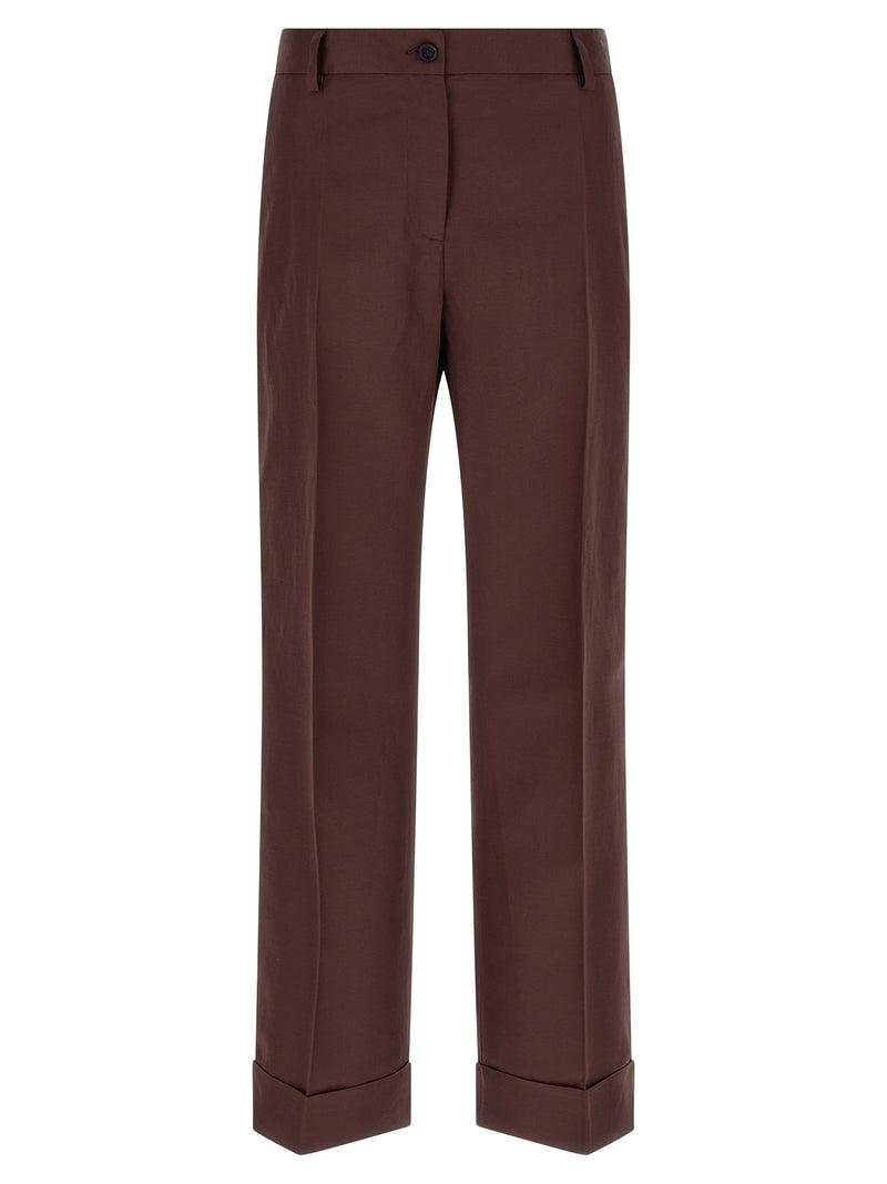 Alberto Biani Brown Viscose Casual Pants