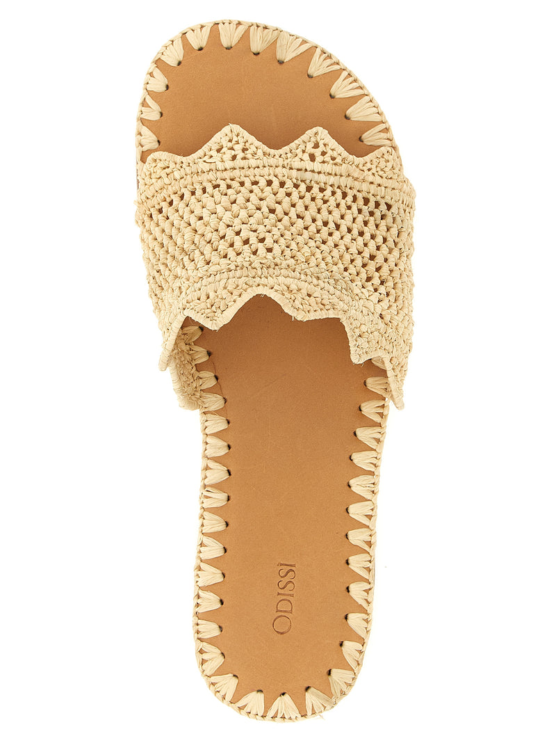 ODISSI Lucia Beige Viscose Slides for Women