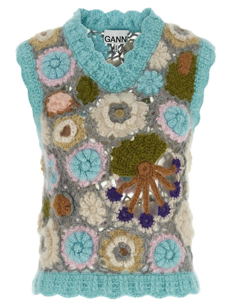 Gilet sans manches en laine multicolore Ganni